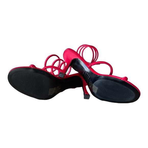 White House Black Market Women’s Red Satin Wrap High Heel Sandals Size 8.5 - Picture 8 of 8